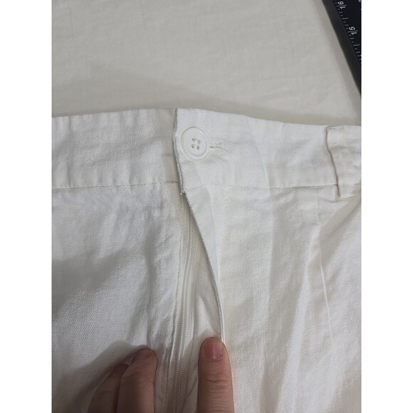 Sanctuary White Linen Blend Pants Pockets Women's 32 Lined Button Zip Beach - Picture 7 of 13